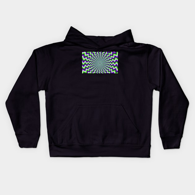 Optical Illusion Moving Colors Artwork Kids Hoodie by HootVault